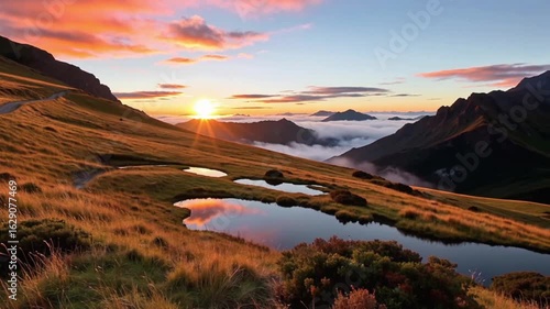 sunset over the mountain