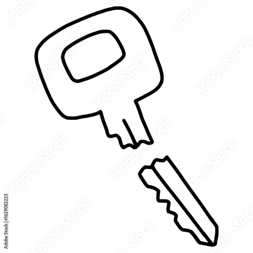broken house key hand drawn outline illustration