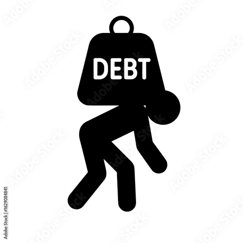Person carrying debt weight in solid style representing financial burden