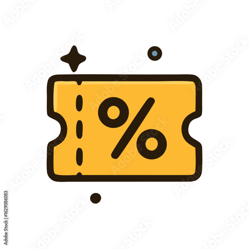 Yellow discount coupon graphic for special deals, perfect for online promotions, retail advertising, marketing campaigns, and ecommerce websites.