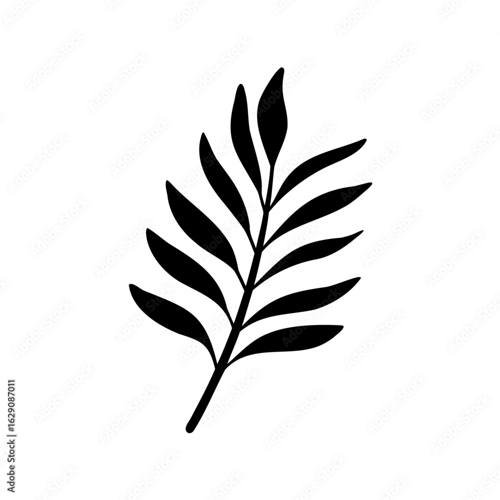 Fototapeta premium Tropical leaves silhouette, Palm leaf icon