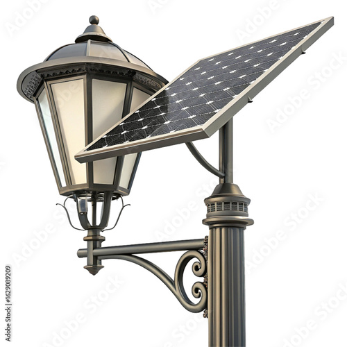 Elegant solar powered street lamp offers sustainable lighting for modern cityscapes and gardens