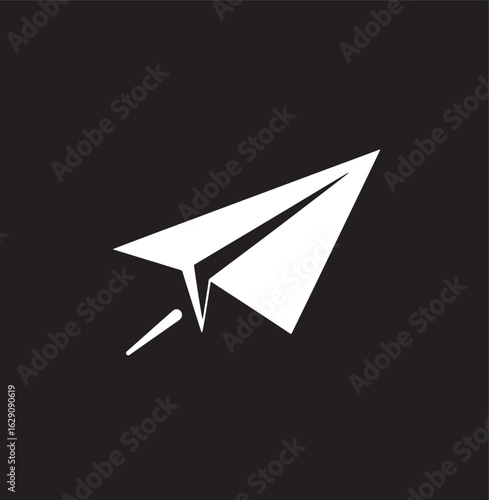 minimal black and white vector icon of a paper airplane, symbolizing action plan.