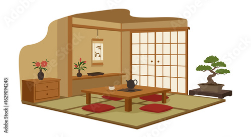 Serene Japanese Room: Minimalist Interior Design