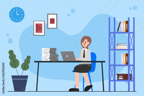 Female Employee Overtime Concept