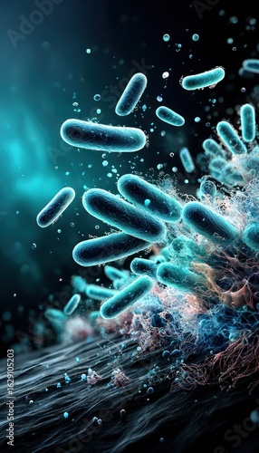 Microscopic bacteria in motion