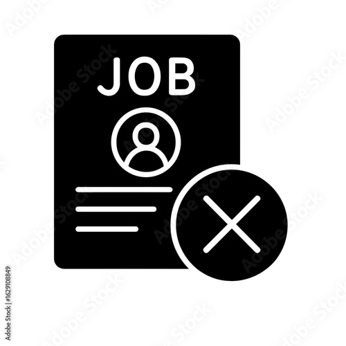 Rejected job application in solid style symbolizing unemployment crisis