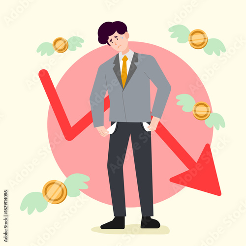 Money flying out of wallet due to economic downturn