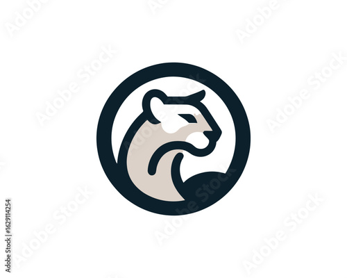 Cougar Head Circle Logo Vector

