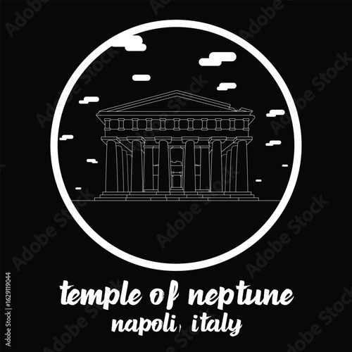 Circle Icon Temple of Neptune. Vector illustration