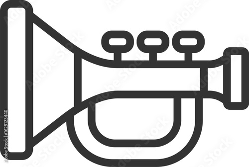ホビーの、ラッパのアイコン（線画）のイラスト