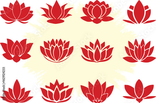 Lotus silhouette, Symbol of beauty, absolute purity, honesty, rebirth, self-regeneration, enlightenment. Easy to change color or manipulate as background for poster, banner or sticker, flyer. EPS 10