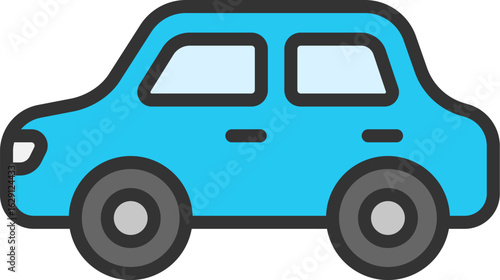 ホビーの、ミニカーのアイコン（線画カラー）のイラスト