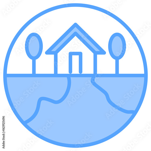Housing Bubble Blue Icon