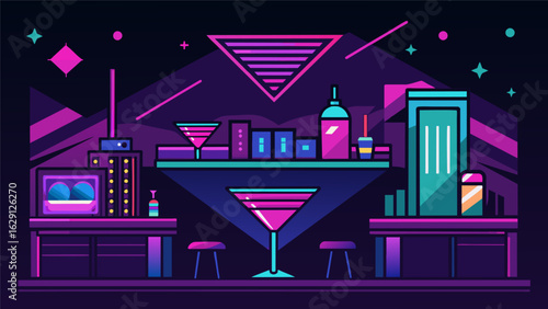 A neon lightsinspired design reminiscent of the bars lively and electric nightlife scene. Vector illustration
