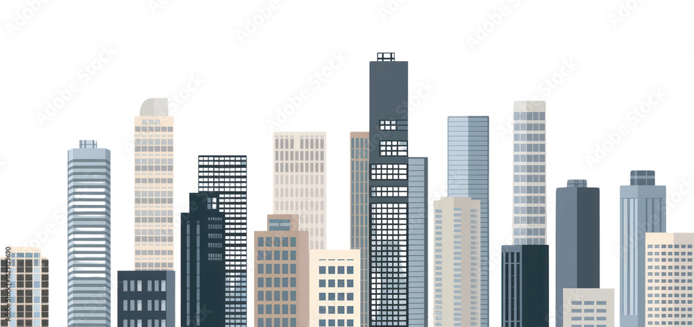 Obraz premium PNG Skyscrapers cityscape architecture illustration.