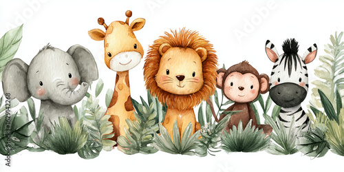 a set of cartoon animals