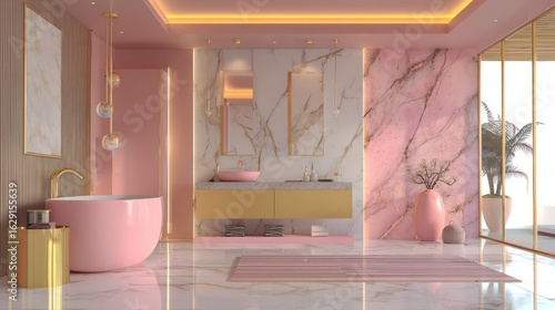 Modern pink bathroom interior design