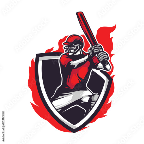 Cricket Sports Illustration Logo Design Vector