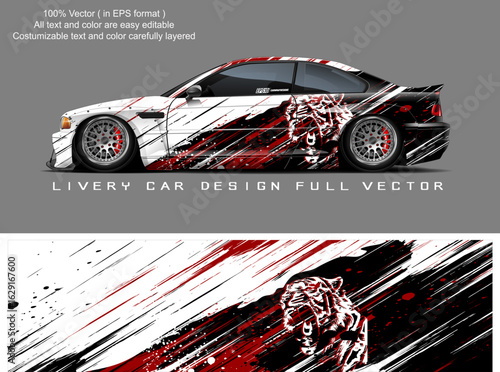 car livery design vector. Graphic abstract stripe racing background designs for wrap