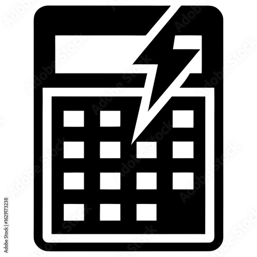 Calculator with a lightning bolt symbol indicating a power surge or electrical issue impacting financial calculations