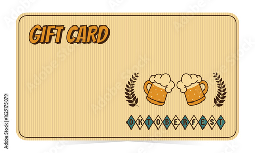 Oktoberfest gift card beers in retro mid century style. Vintage vector illustration isolated on white background for brewery tavern diner pub bar and more