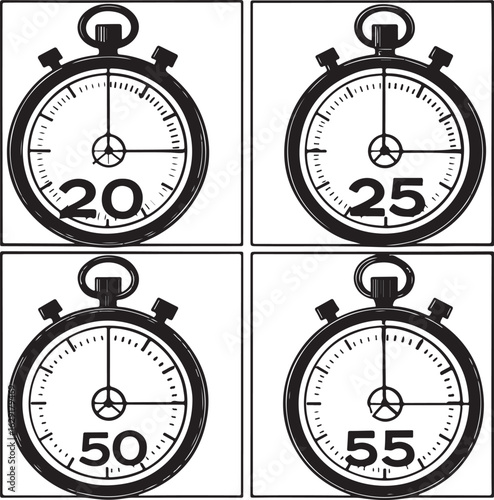 Stopwatch Timer Illustrations Set Concept