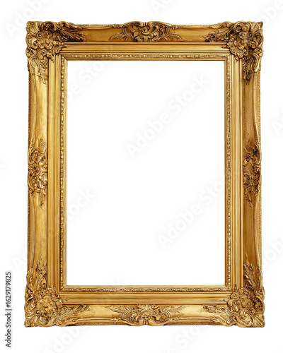 Elegant golden frame for artwork or photo display purposes.