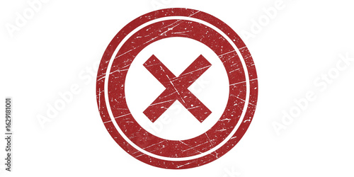 Distressed Grunge Red X Mark in Circle – Prohibition or Error Symbol on Transparent Background
Worn Grunge-Style Red Cross Icon in Circle – Prohibited, Error, or Not Allowed Sign