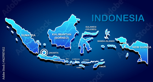 Indonesia map – vibrant highlighted design illustration