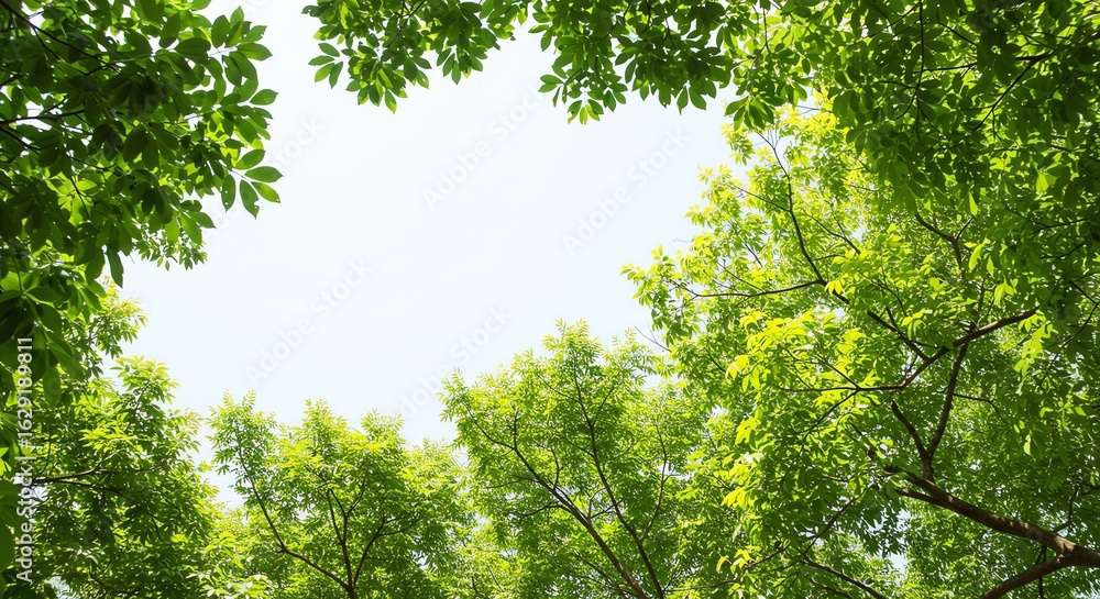 Fototapeta premium Green Tree Canopy Bright Sunlight Natural Outdoor Environment