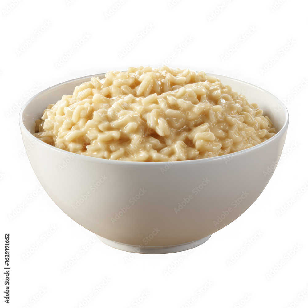 A delicious bowl of creamy oatmeal with visible oats and small fruit pieces isolated on transparent background A delicious bowl of creamy oatmeal with visible oats and small fruit pieces isolated on transparent background