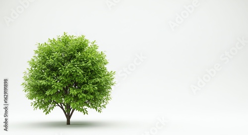 Lush Green Tree with Dense Foliage on White Background for Nature and Environmental Themes