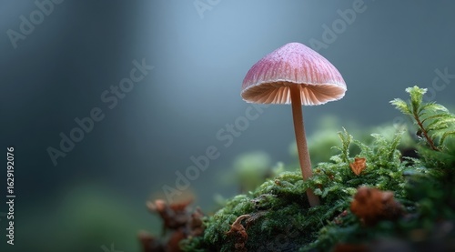 Wallpaper Mural Delicate pink mushroom in mossy forest Torontodigital.ca