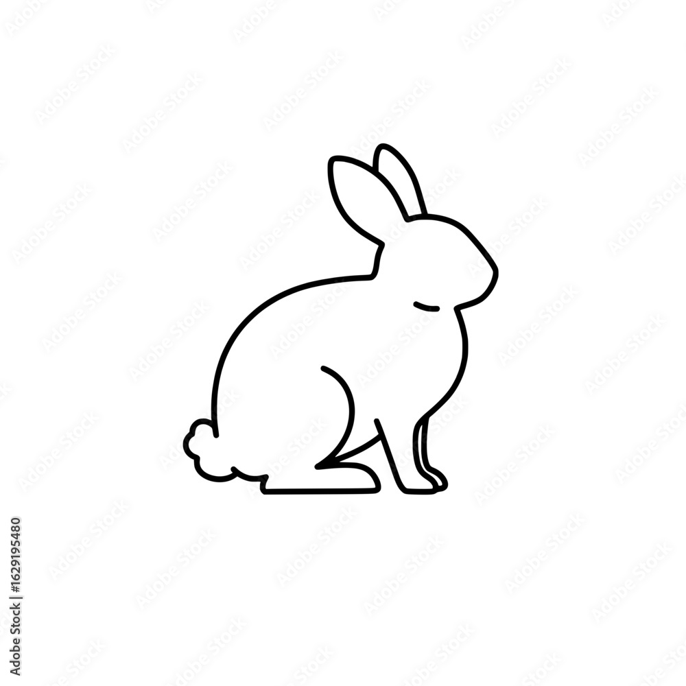 Fototapeta premium Rabbit minimalist icon: A minimalistic line art icon of a rabbit. Capturing the essential form of the animal, the image is clean, simple, and versatile for various design applications.