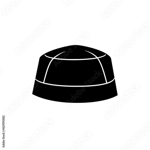 Kufi Hat: A classic kufi hat, embodying heritage and cultural significance, is illustrated. The solid form represents faith, identity, and tradition. 