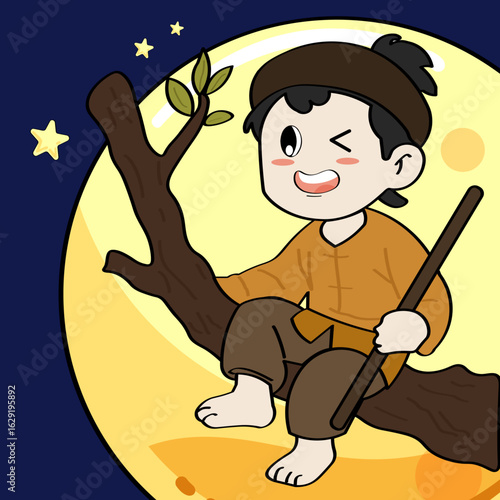 Chú Cuội Illustration from Vietnamese Folktale for Children