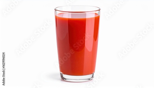 Wallpaper Mural A clear glass filled with vibrant red tomato juice, isolated on a white background, ideal for health and nutrition themes. Torontodigital.ca