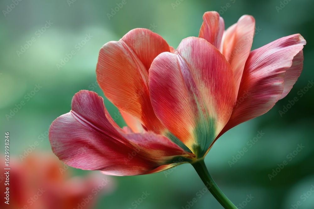 Fototapeta premium Ethereal Variegated Tulip with Translucent Petals and a Unique Green Blush