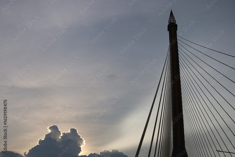Fototapeta premium The Rama VIII bridge against cloudy sky.