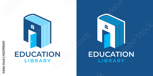 Book Library Education Logo Design Vector Template. Book Education Creative Logo Icon Symbol Design Template Vector. Logo Design Template of Book, Paper, Creative, Education. 2.eps