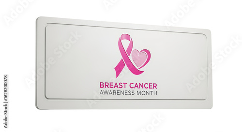 Breast Cancer Awareness Month Sign Pink Ribbon Heart Modern Display