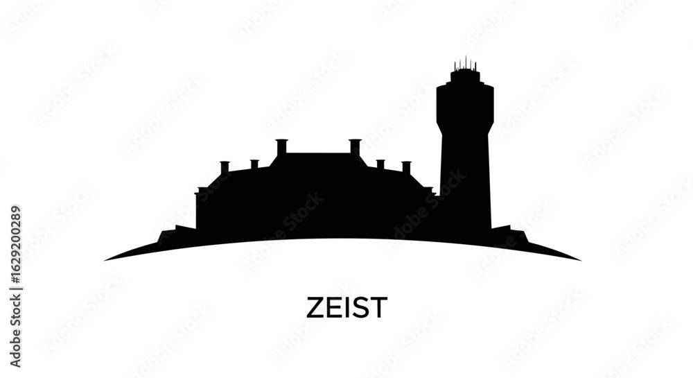 Fototapeta premium Zeist City Silhouette with Black Building, Netherlands, and Minimalist Design.