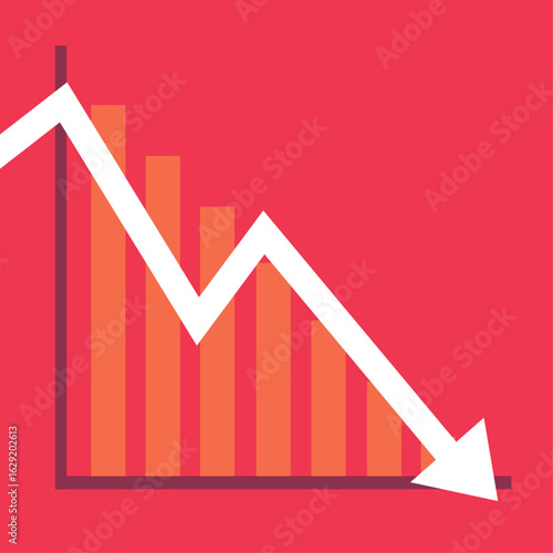 Declining Economic Chart Illustration – Financial Downturn Concept