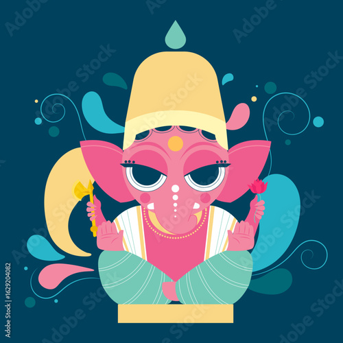 Minimalist Illustration of Lord Ganesha – Indian Deity Artwork