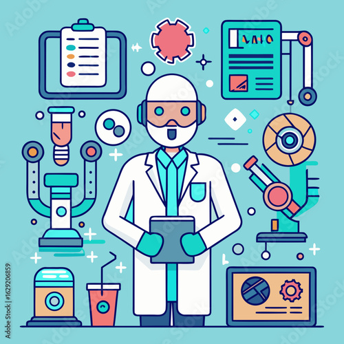 Hospital Laboratory Scientist Icon Collection – Futuristic Healthcare & Diagnostics
