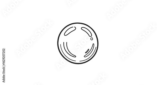 Simple black and white illustration of a sphere with internal details, isolated.