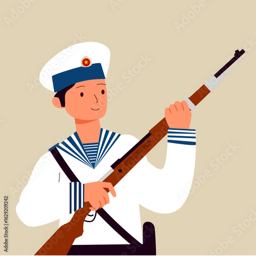 Vietnamese Navy Soldier Guarding the Islands Illustration