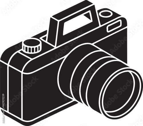 Retro style camera illustration capturing timeless photography with a classic design and iconic silhouette