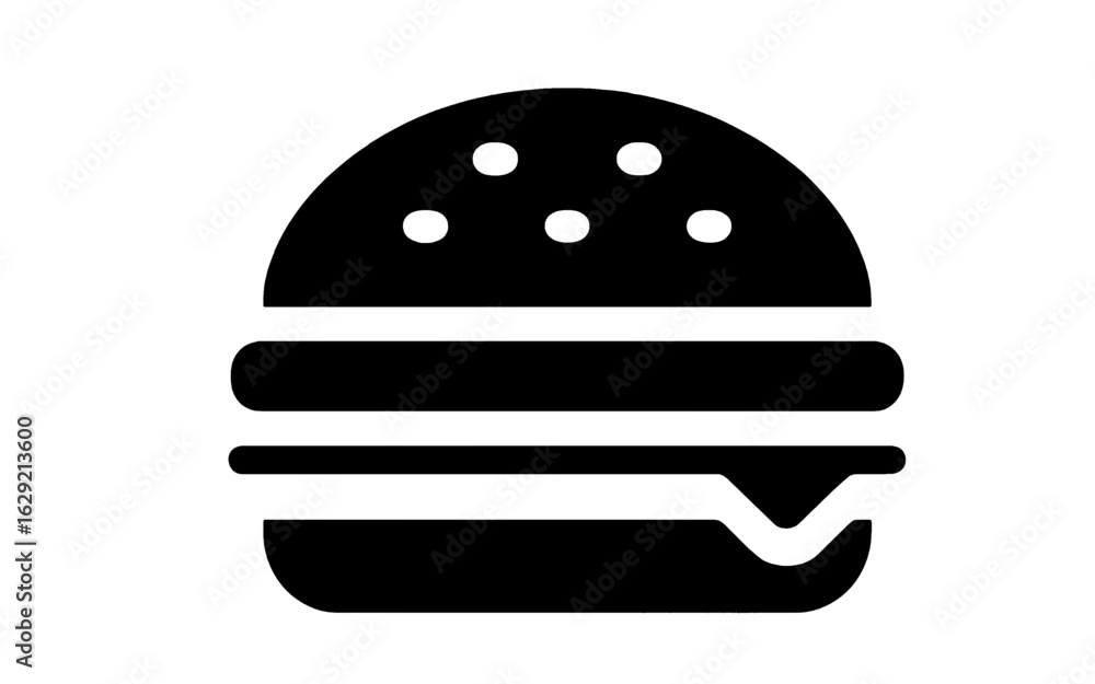 Black hamburger icon with sesame seeds food fast food Black hamburger icon with sesame seeds food fast food